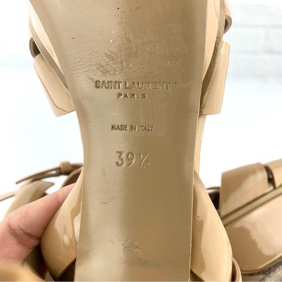 Saint Laurent Tribute Patent Leather Sandal Heels Size 39.5 - Picture 13 of 16